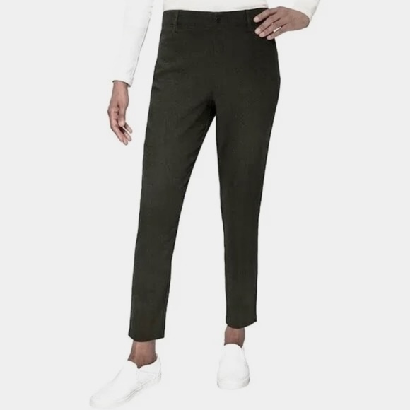 Mario Serrani Textured Slim Pull-On Pants, Green/Diamond Pattern, Small, NWT - Picture 1 of 13